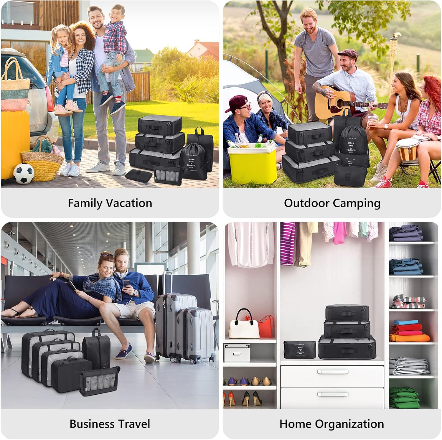 Mossio 9 Set Packing Cubes with Shoe Bag & Electronics Bag - Luggage Organizers Suitcase Travel Accessories - Image 7